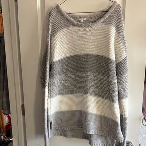 Calvin Klein Jeans Gray and White Striped Sweater